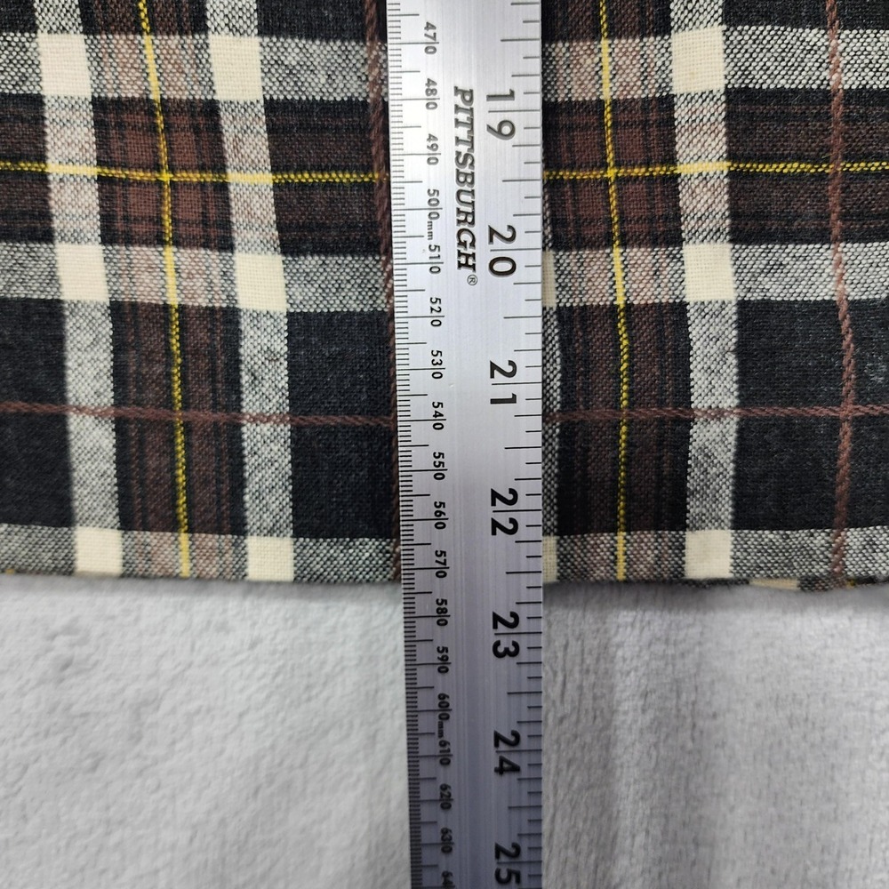Vintage Skirt Women XXS Black Brown Plaid Pencil Faux Wrap Button Front Side Zip - Picture 9 of 10
